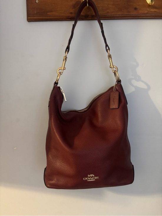 Coach Handbags - Coach Pebbled Leather Hobo Bag in Deep Burgundy